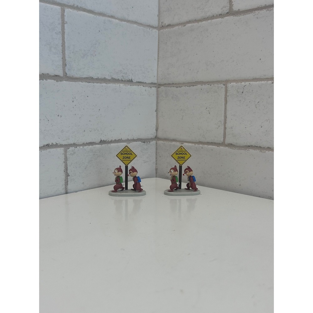 Disney Chip 'n Dale School Zone Figurine Ornament Set of 2 Chipmunks